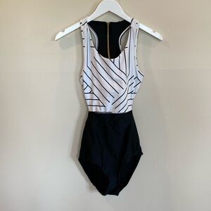 Albion Black and White Striped One-Piece Swimsuit